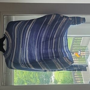 Light blue and white striped knit sweater